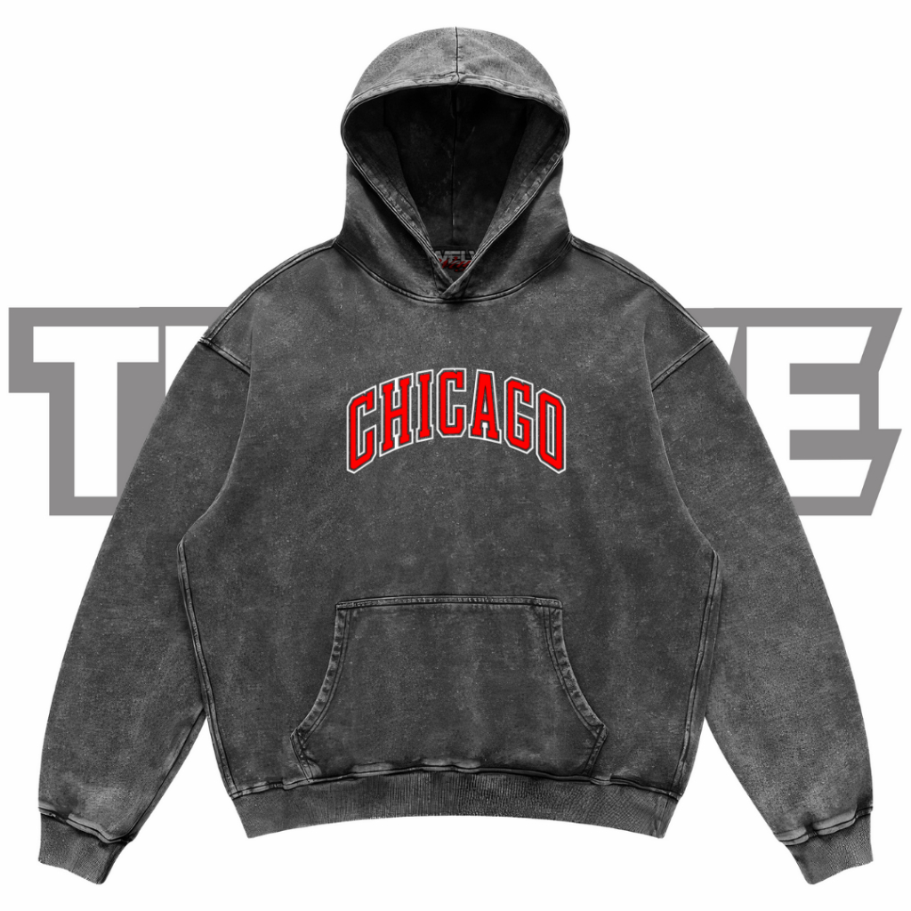 CHICAGO BULLS Stone Wash Oversize Hoodie Washed | Jaket Hoodie | Hoodie Chicago Bulls | Hoodie Unise
