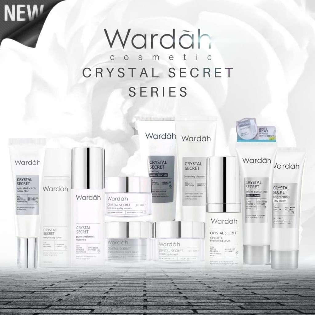 Wardah Crystal Secret SERIES - Day Cream Night Cream Cleanser Toner  Cleansing Gel White Secret