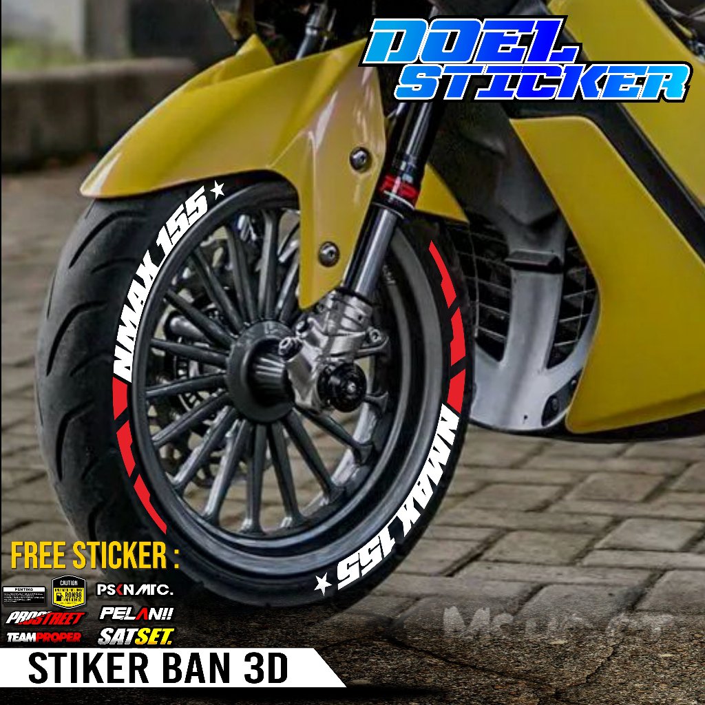 Sticker Ban / Font Ban / Tire Bomb / 3D stiker ban NMAX 155 Sticker Velg 3D Doel