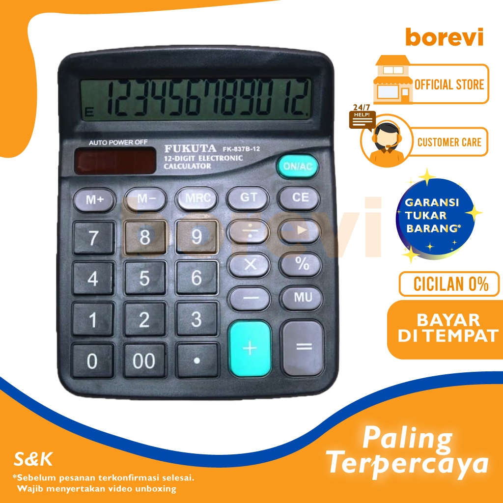 

Fakuta Fk 837 Kalkulator Elektronik 12 Digit Large Display Auto Power