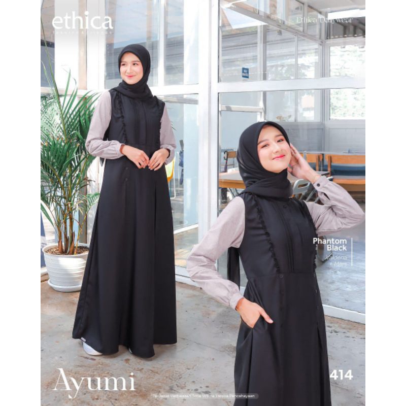 GAMIS POLOS TERBARU 2024 / GAMIS SIMPLE ETHICA / AYUMI 414 BLACK COD READY✅