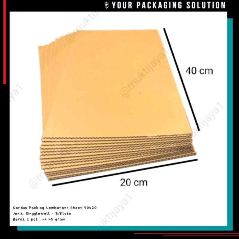 

KARDUS LEMBARAN 40x20cm / KARTON / KARDUS / SHEET PACKING SINGGLEWALL