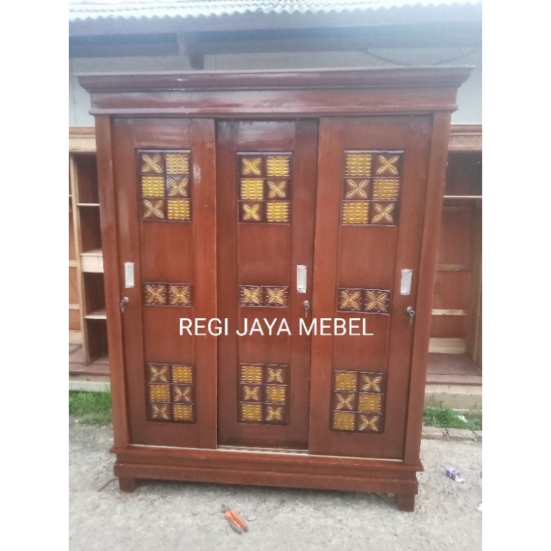 lemari pintu 3 sleding pintu geser lemari kayu jati lemari minimalis lemari pakaian