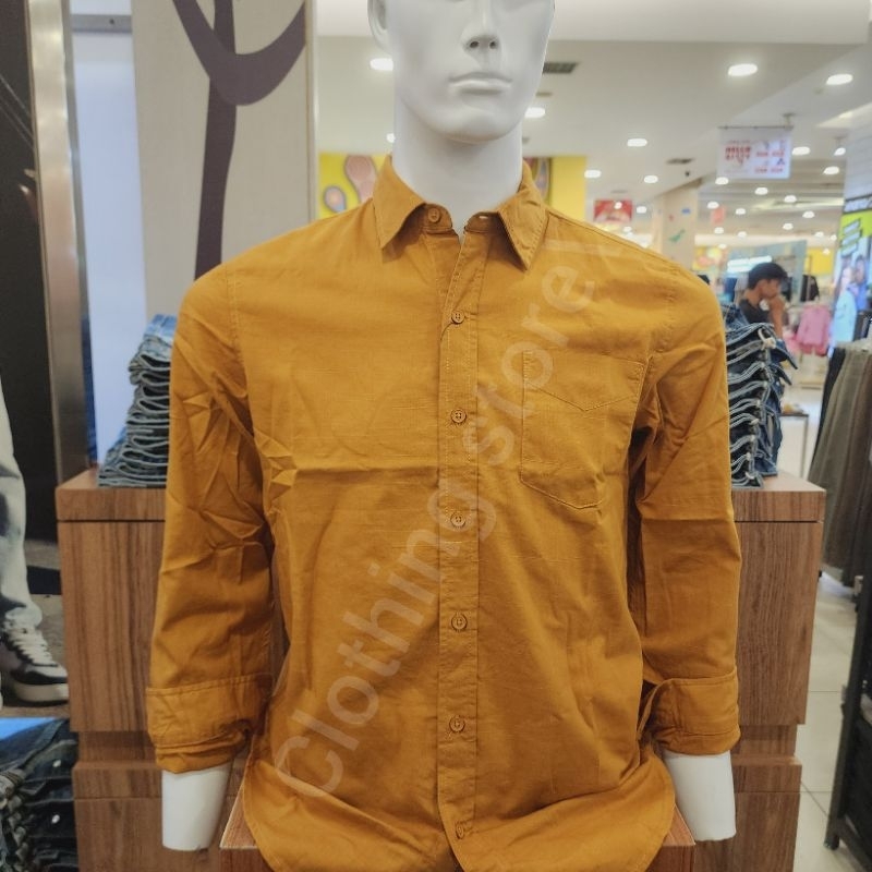 BOMBBOOGIE ORIGINAL kemeja pria lengan panjang mustard 24908B5MS