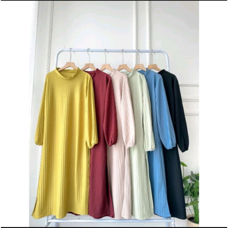 Gamis knit hornet premium atasan pakaian wanita muslim lengan panjang semi jumbo