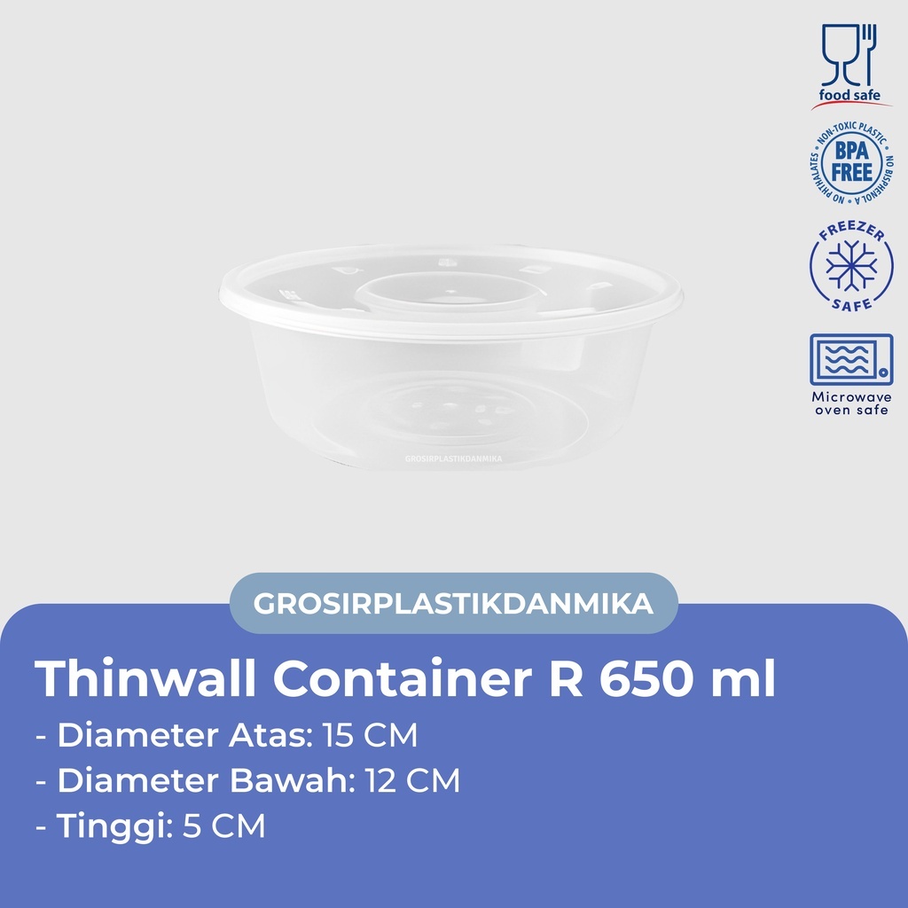 Mangkuk Plastik Thinwall 650 ml / Thinwall Bulat 650 ml DM isi 25 set
