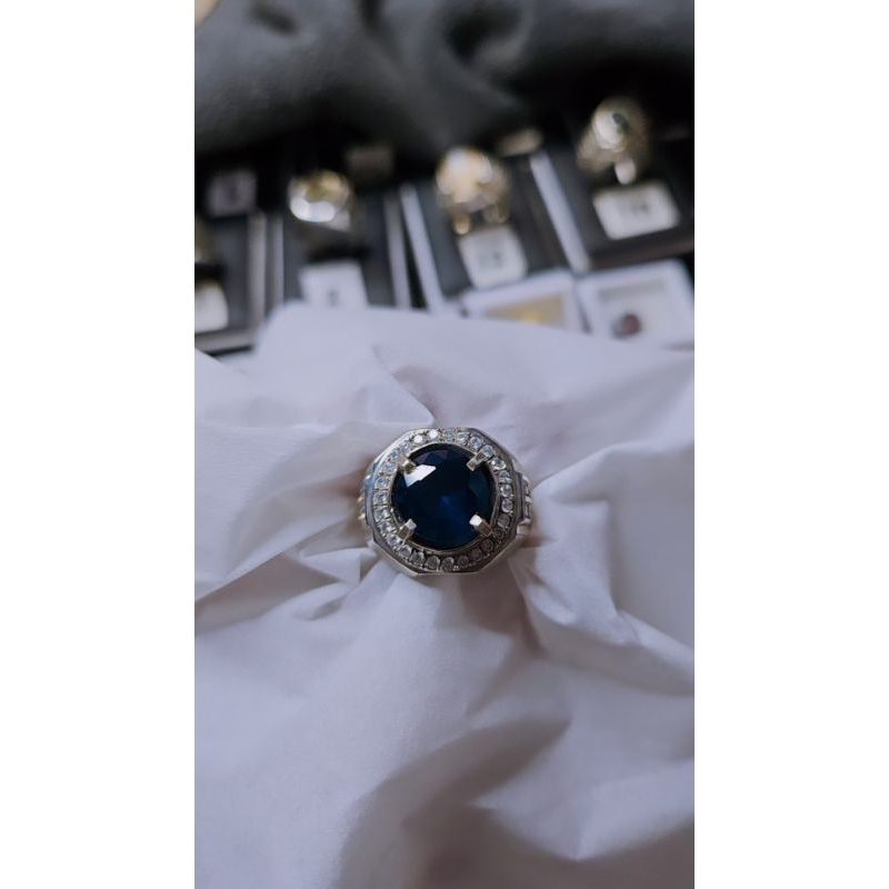 MOISSANITE BLUE • RING PERAK 925