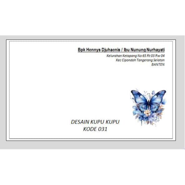 

AMPLOP CUSTOM UNDANGAN DESAIN KUPU KUPU