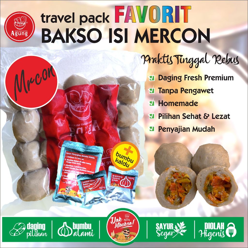 

Travel Pack Frozen Bakso Sapi Isi Mercon Favorit