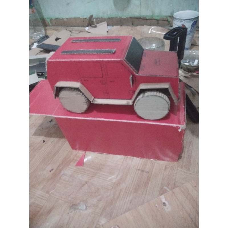 

prakarya kardus/tugas sekolah kardus miniatur jeep