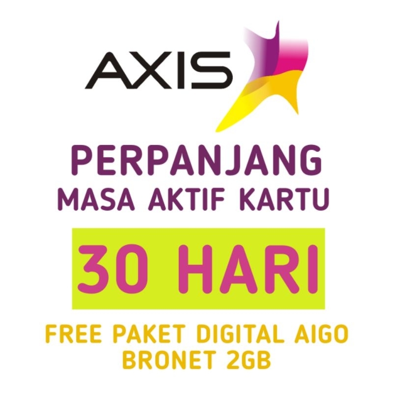 Tambah/Perpanjang Masa Aktif Kartu AXIS 30Hari - FREE Paket Digital AIGO Bronet 2GB