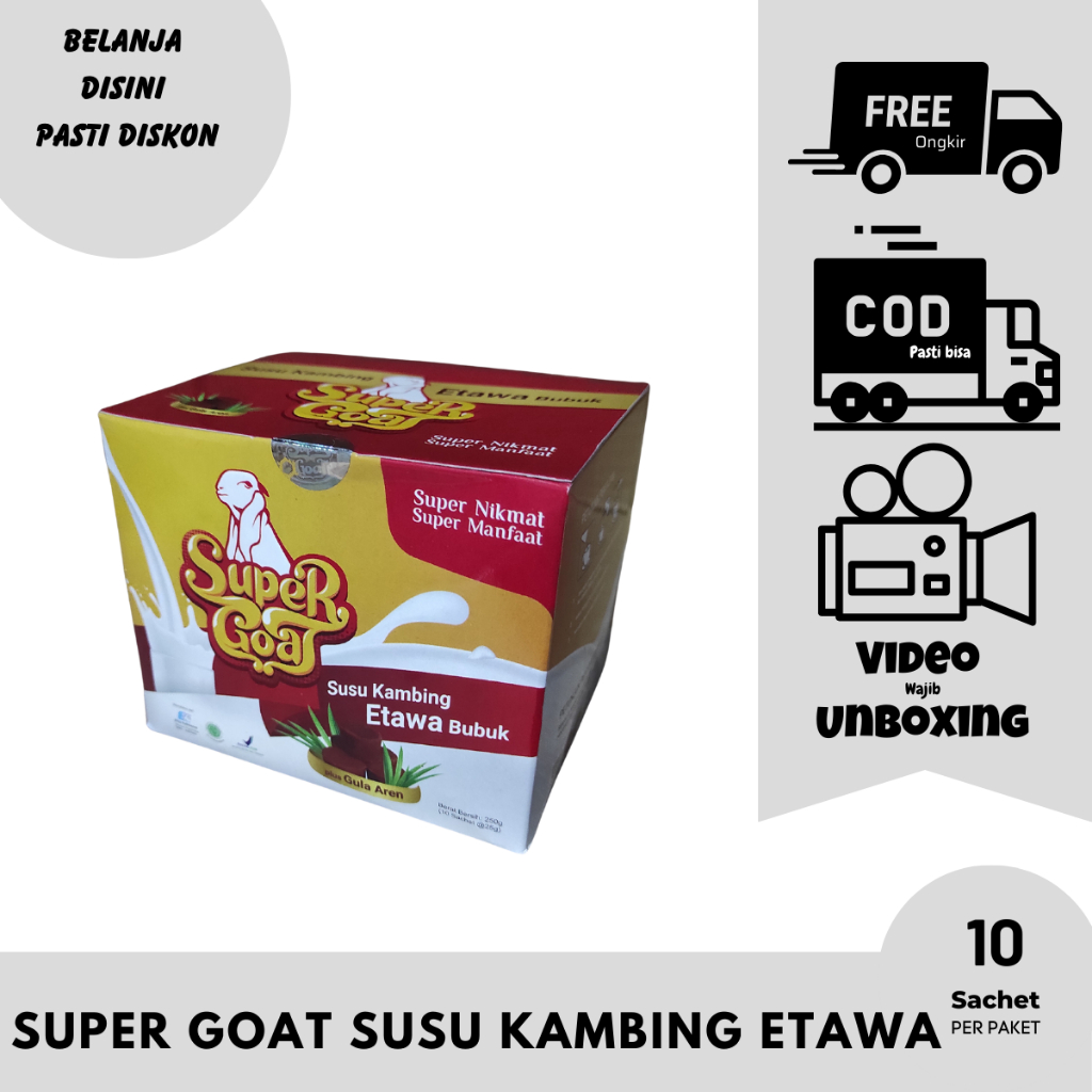 

Susu Super Goat Gula Aren / Susu Kambing Etawa Bubuk Plus Gula Aren Isi 10 Sachet Minuman Keluarga