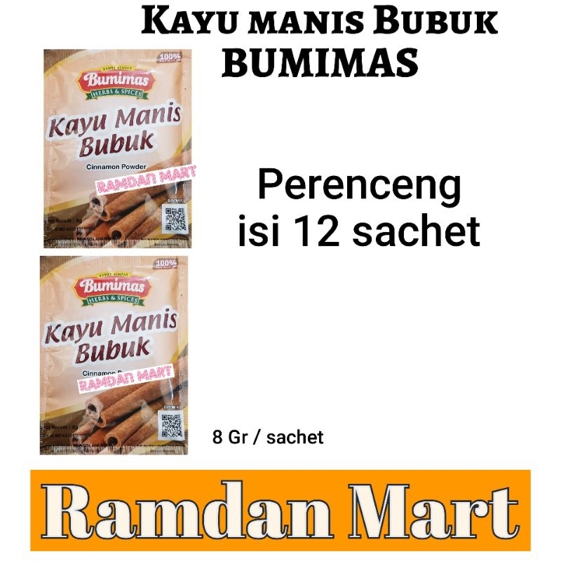 

KAYU MANIS Bubuk BUMIMAS PERENCENG ( 12 sachet @ 8Gr )