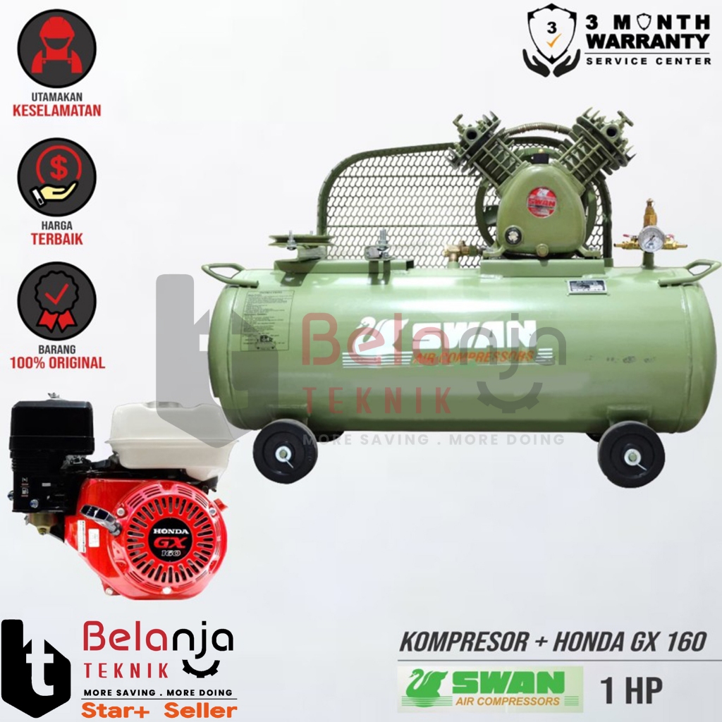 Swan Mesin Kompresor Angin 1 Hp Honda Gx 160 5.5 Hp Thailand Compressor
