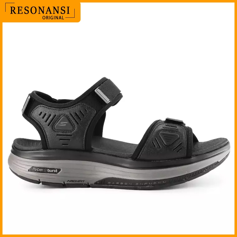 SANDAL PRIA TERBARU SKECHERS ORIGINAL GO WALK WORKOUT WALKER HITAM EMPUK