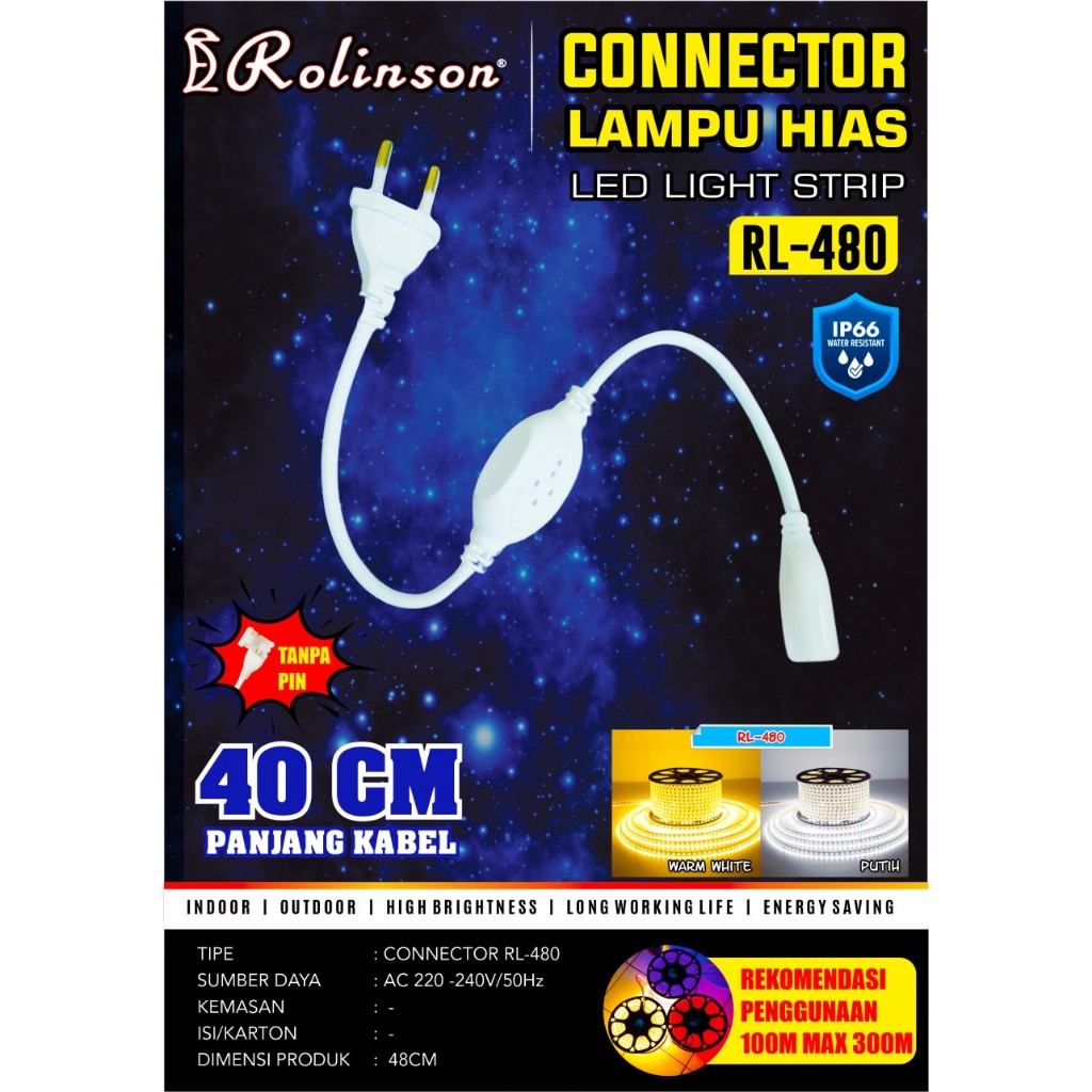 Lampu Hias LED Light Strip Rolinson 100Meter Double LED RL-480 - Adaptor/RL-480