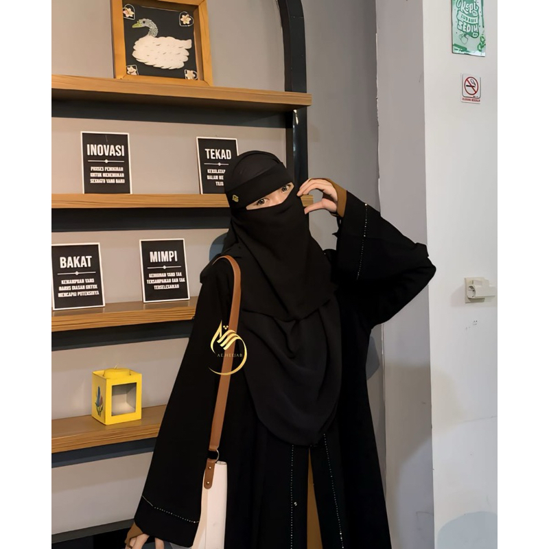 ANAEMMA shawl wardah set niqob mini • pashmina non instan set niqob tanpa jahitan bawah mata