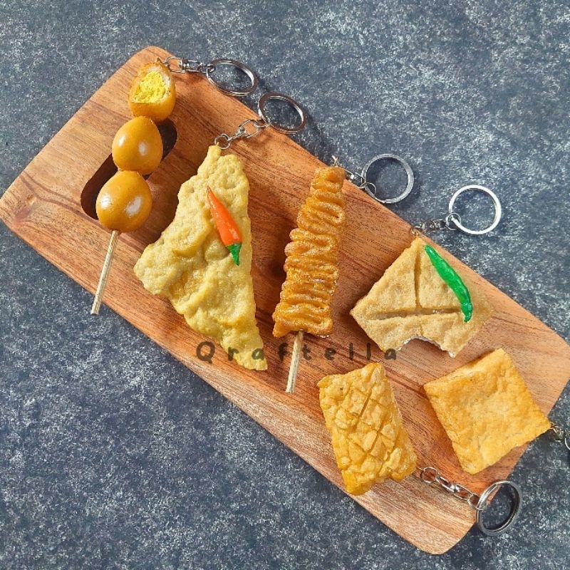 Gantungan Kunci ala Sate Angkringan || Ganci Sate Puyuh Usus || Ganci Jajan Gorengan || Gantungan Unik Makanan Tempe Mendoan
