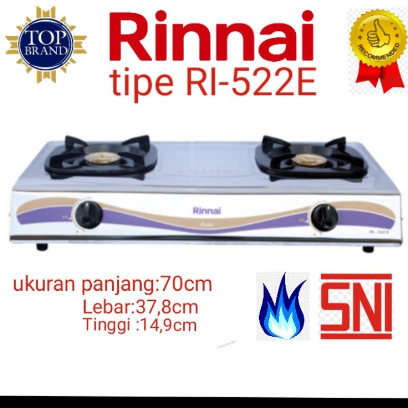 KOMPOR RINAI 2T , TUNGKU 2 SETENLIS STIL RI-522E.RI522E.RI-522E.RI522E
