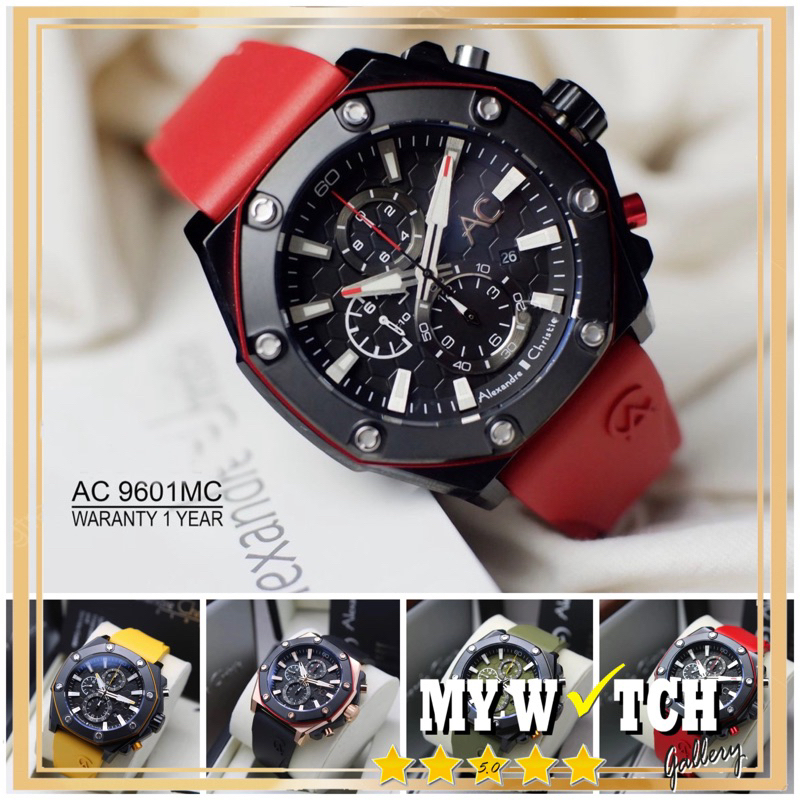 Jam Tangan Alexander Christie AC Pria / Cowok 9601 Karet Anti Air Original 100% Terbaru Mewah 2023