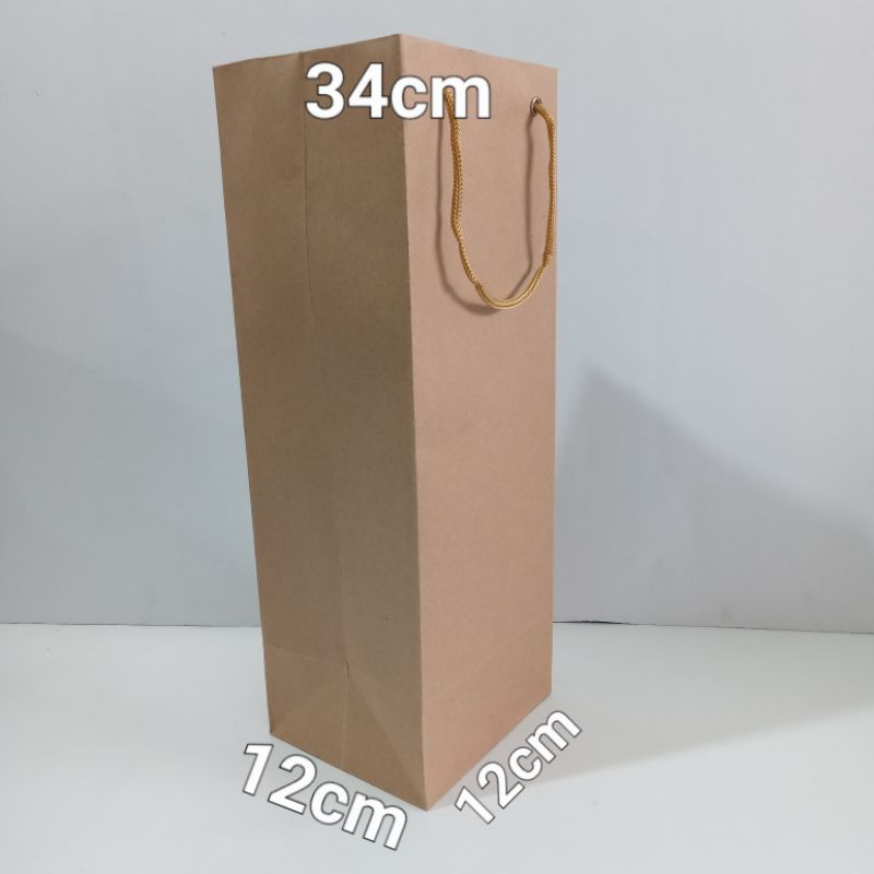 

paperbag polos panjang u/botol ukuran (12×12×34)cm isi 12 pcs/pack