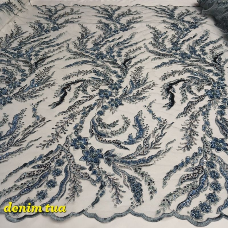 (COD) tulle korea full payet/kain baju pengantin/brokat mewah full payet/gaun pengantin/ dress,gaun,