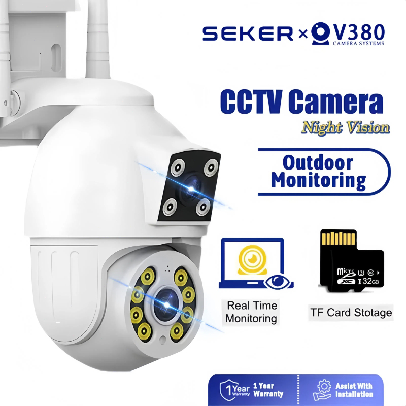 SEKER CCTV V380 Pro Dual Lens Kamera Outdoor WIFI 1080P Motion Detection Two-Way Audio Night Vision 