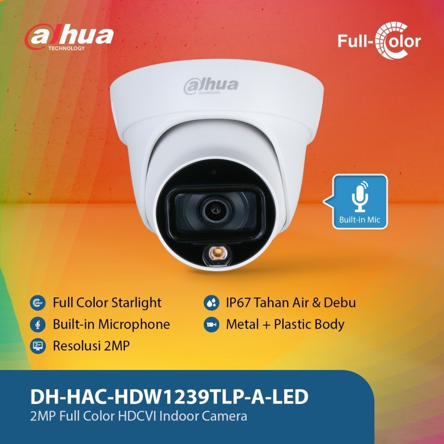 DAHUA KAMERA CCTV Full Color HDCVI HAC-HDW1239TLP-A-LED Audio