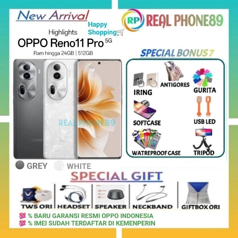 OPPO RENO 11 5G RAM 8/256GB | RENO 11 PRO 5G RAM 12/512GB NFC GARANSI RESMI OPPO INDONESIA