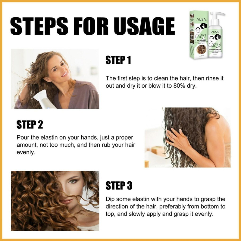 ADY78 Cream Rambut Keriting Gel Rambut Keriting 50ml Peratan Rambut Keriting Curl Cream Elastin