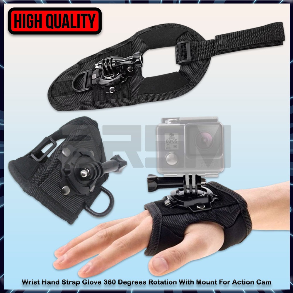 Wrist Hand Strap Glove 360 Degrees Rotation With Mount For Action Cam GoPro Brica B-Pro5 BPro Xiaomi