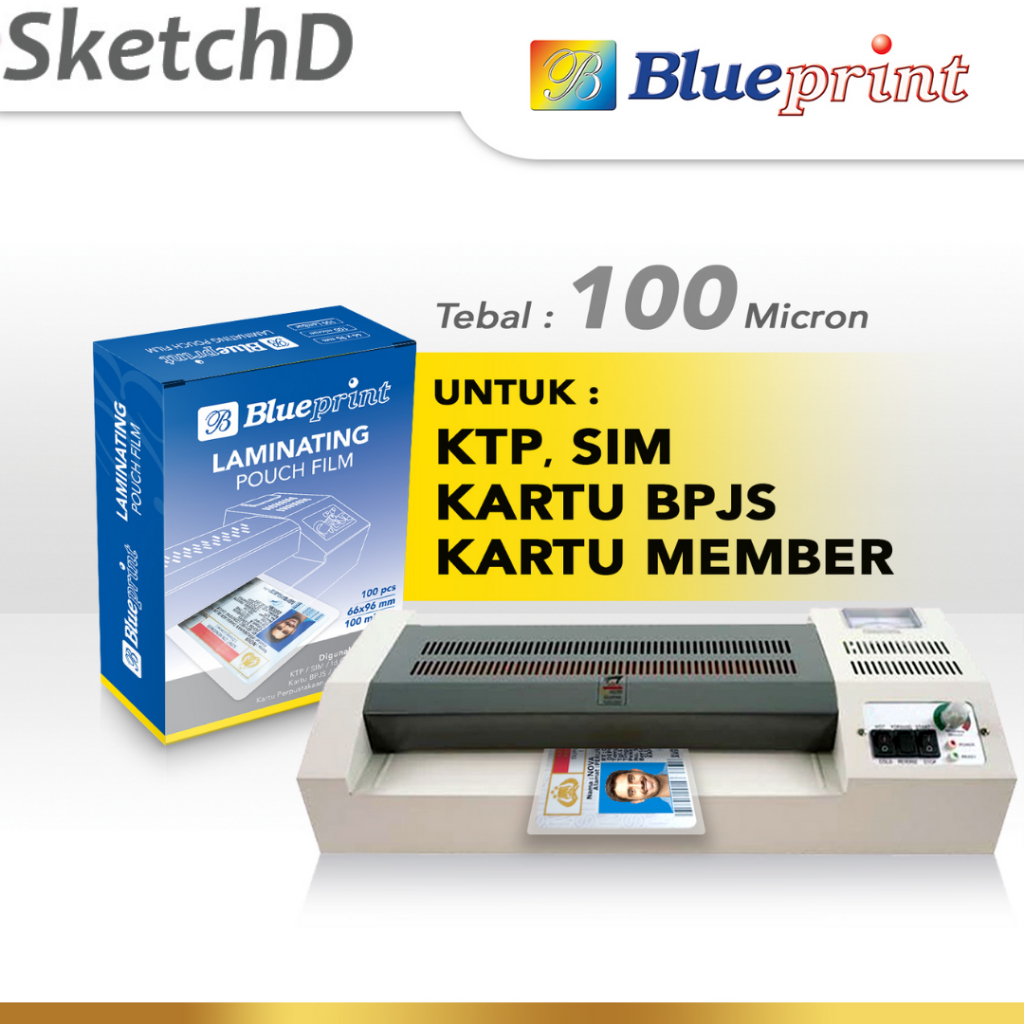 

Plastik Laminating panas Ukuran kartu KTP ATM SIM 100 micron Blueprint Laminating Pouch 100 lembar