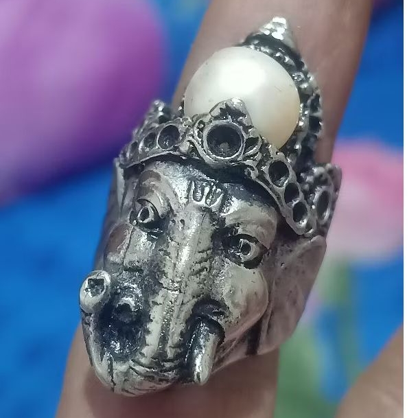 natural mutiara Ring Ganesha.