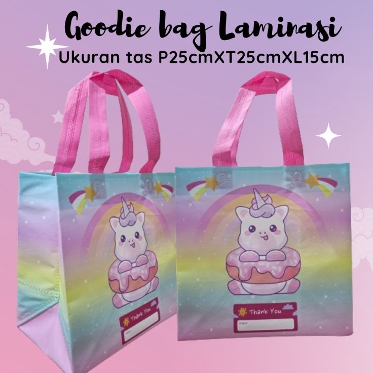 

LUSINAN 12 pcs Goodie bag Laminasi Box DINO 25x25x15 tas spundbond tas kado