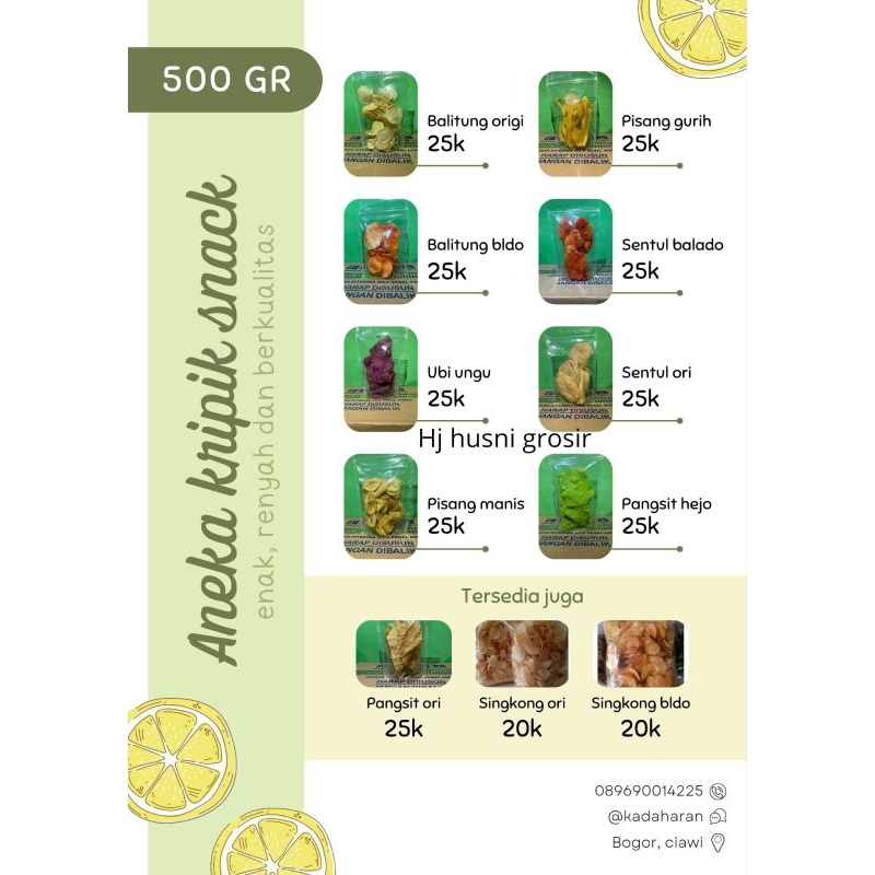 

aneka Snack kripik cemilan 500 gr