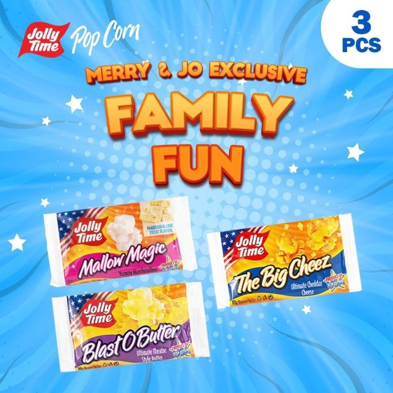 

KODE PRODUK K68O3555 Exclusive Merry Jo X Jolly Time Paket Family Fun 1BOB 1TBC 1MM Mircowave Popcorn