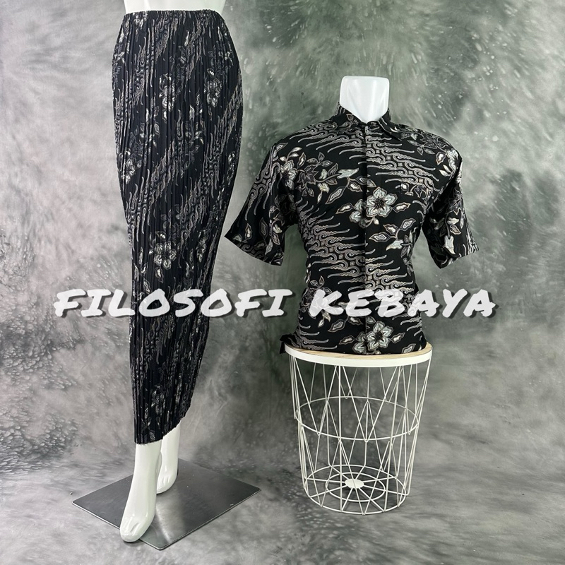 Filosofi Kebaya - Rok Plisket Couple / Kemeja Batik Lengan Pendek / Rok Set Kemeja Batik / Set Coupl