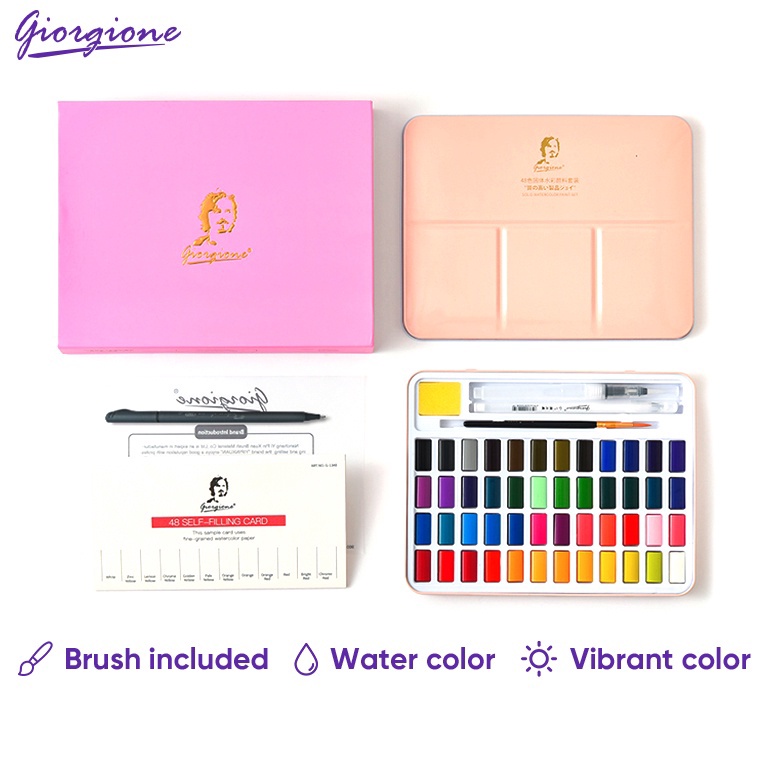 

Giorgione Solid Watercolor Paint Free Brush 3648 Warnas Gift Box G1336 ART N5U7