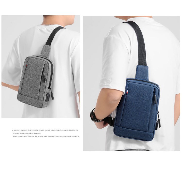 TAS SELEMPANG PRIA MINI WATERPROFF USB FASHION MEN CHEST SLING BAG TS06