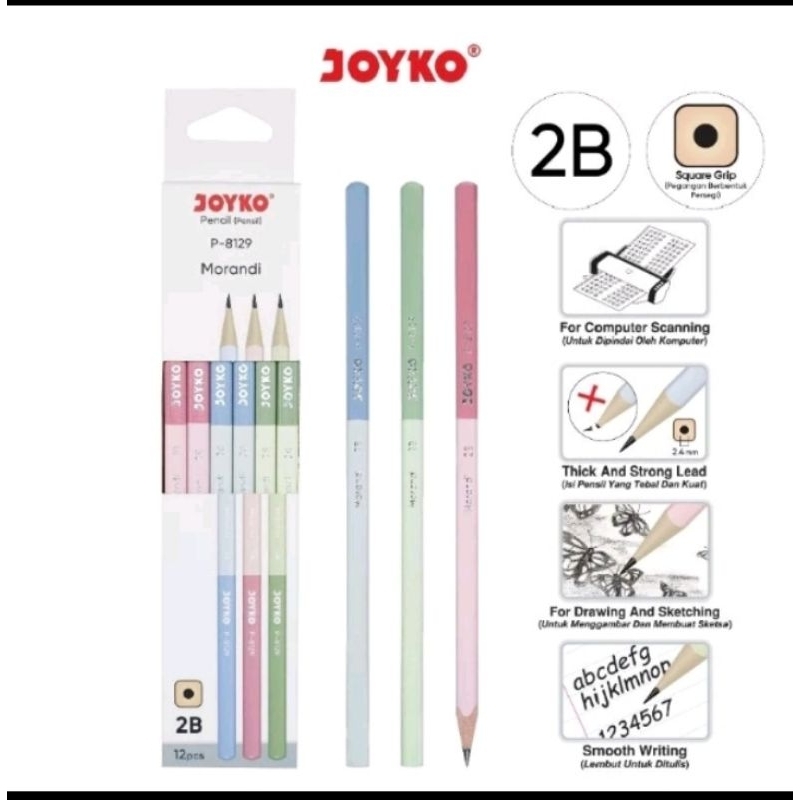 

Pensil 2B JOYKO P-8129 Morandi 1 Pak isi 12 HARGA 1 PCS