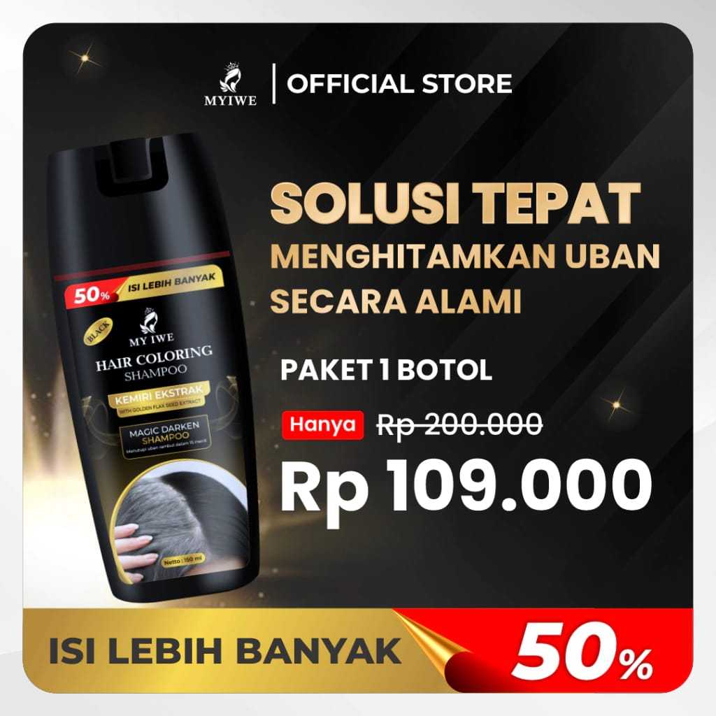 My Iwe Hair Coloring Shampoo Penghilang Uban Original - Shampo Penghitam Rambut Uban Permanen Ori - 