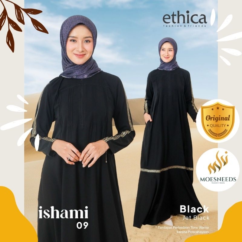 ETHICA Gamis Hitam Polos Wanita Ishami 09