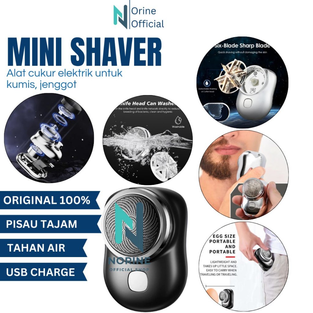 [original] Alat Cukur Elektrik Rechargeable USB Model Bulat Tabung Mini Shaver Kumis Jenggot Cukuran