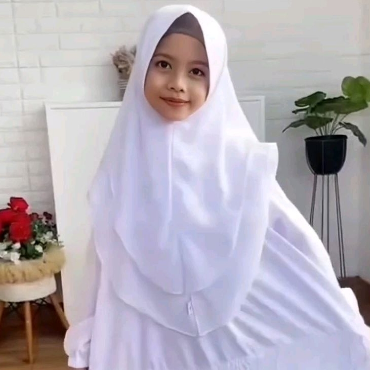 Hijab anak 2 Layer Ceruti babydoll Premium All Size Untuk Usia 4 -11 Tahun Jilbab Khimar Syar'i Kid'