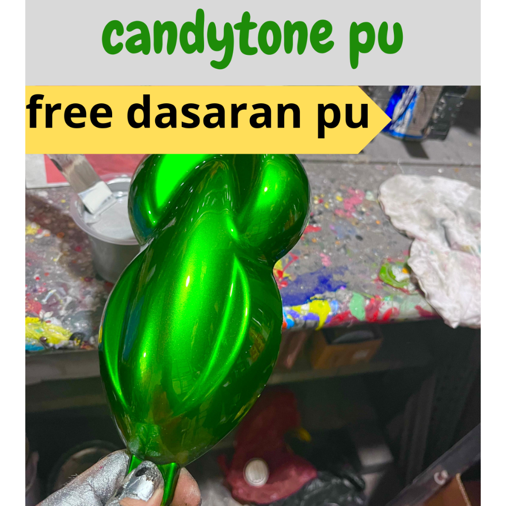 cat candytone green pu spesial/candy tone hijau pu 100% polyuretane + free dasaran pu