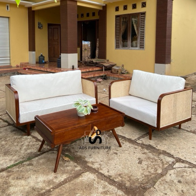 Set sofa tamu kayu jati sofa tamu minimalis set sofa rotan kayu jati