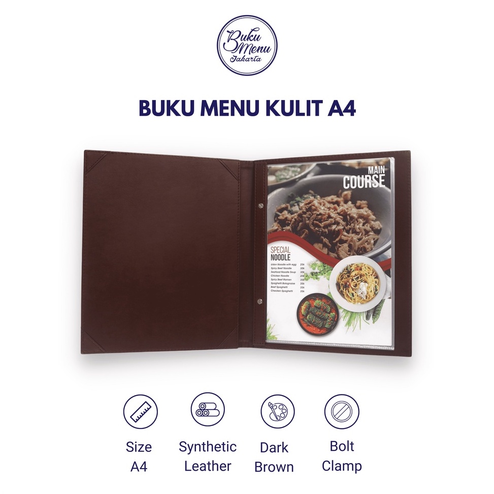 

BUKU MENU RESTORAN KULIT ISI PLASTIK A4 15X3CM READY STOCK HARGA TERJANGKAU CAFE RESTORAN HOTEL ART N6L6