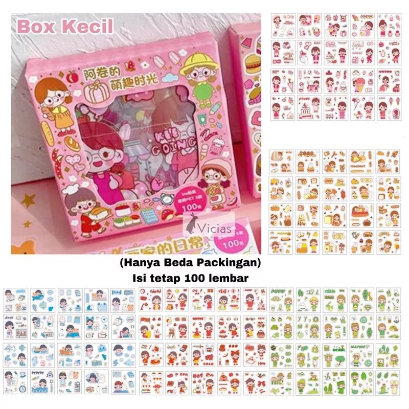 

100 Lembar Stiker Barbie Waterproof Sticker Mixue Botol Minum Tumblr Viral Lucu Korea DIY