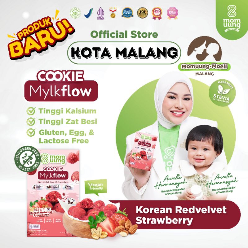 

[RESELLER VIP]MOM UUNG NEW COOKIE MYLKFLOW KOREAN REDVELVET STRAWBERRY / COOKIE SEHAT / VEGAN FRIENDLY