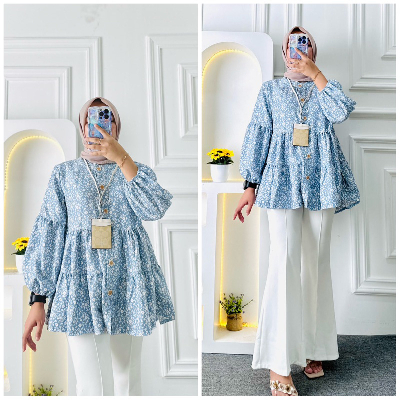 Blouse floral / blouse korea / blouse shakila / atasan wanita / baju atasan motif bunga / blus wanit